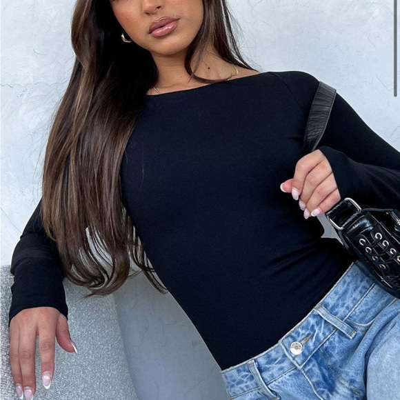 NWT white fox Attracted To You Long Sleeve Bodysuit Black - Picture 2 of 7